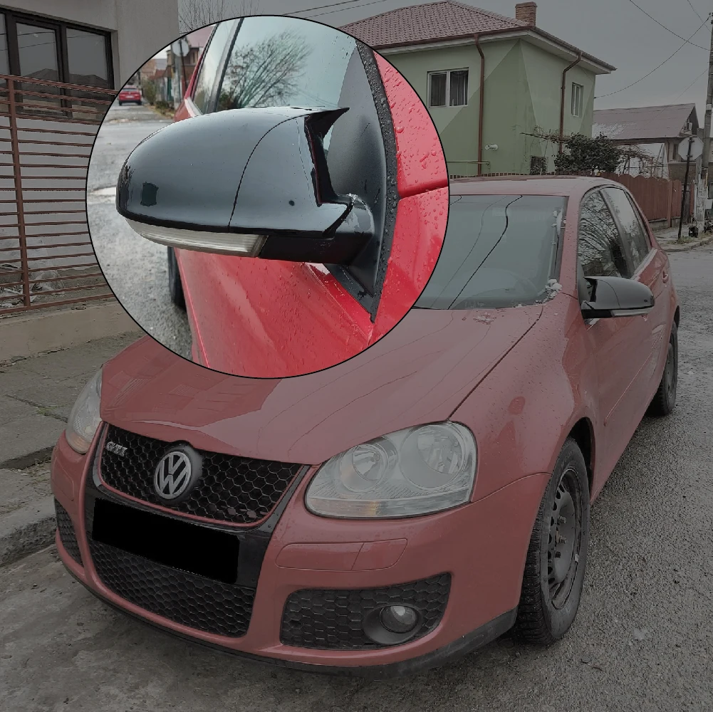 Mirror Cover For VW Golf MK5 Accessory Bright Black Piano Black BAT BATMAN Case CAR Shields External Parts, 2003 2009