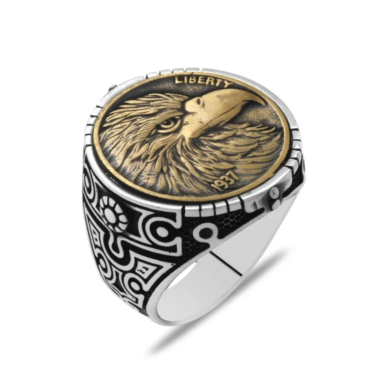 Men's Oval Design Freedom Eagle Temalı 925 Sterling Silver Ring Special Design 2022 Summer Winter Trend Gift Items Free Shipping