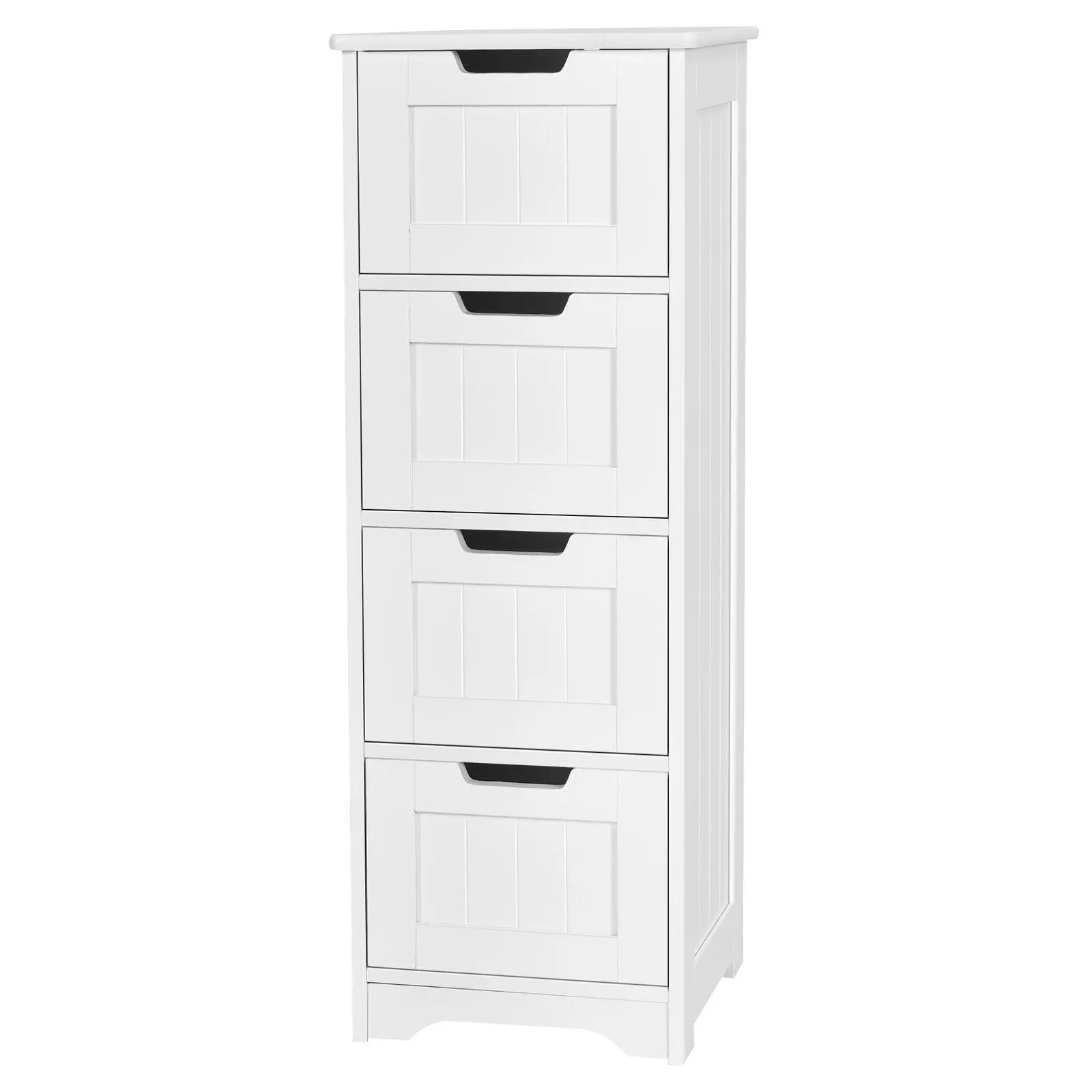 Bathroom Floor Cabinet Free-Standing Side Storage Organizer with 4 Drawers White  HW67505WH