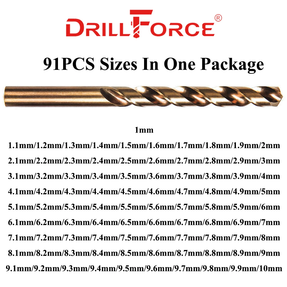 Imagem -02 - Cobalto Broca Grupo para Perfuração em Aço Endurecido Ferro Fundido e Aço Inoxidável 110 mm 91 Pcs Drillforce-m42