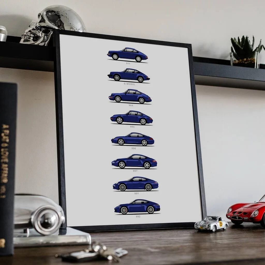 911 Evolution Car Poster Art Canvas Painting Wall Art Print Home Decor Picture For Gift Living Kids Room Frameless