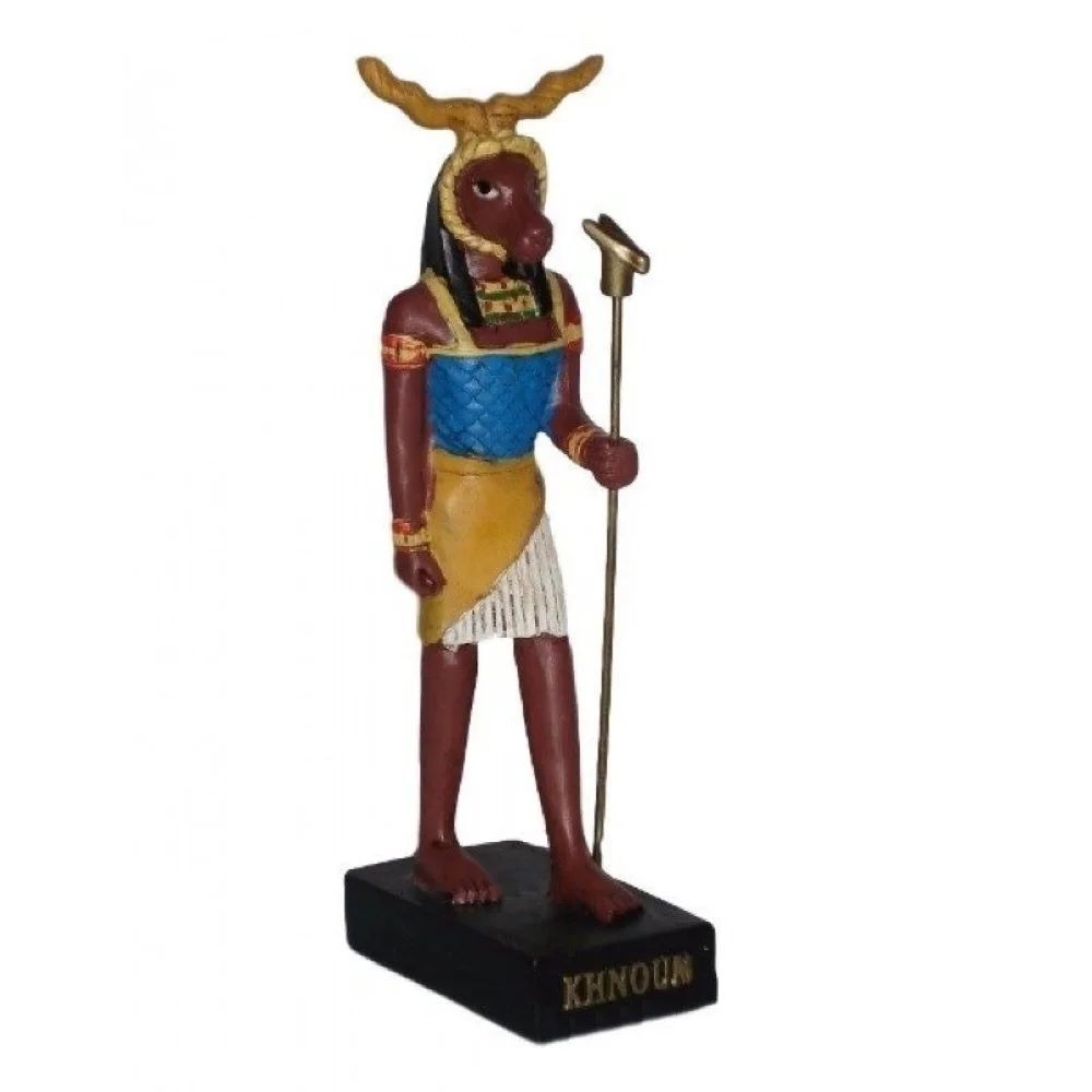 Hachette, figure of the Egyptian god KHNOUN KHNUM God of the waters, miniature in resin, approx. 12 cms, collection The Gods of Ancient Egypt, new in their Original Blister packaging, decorative figurine