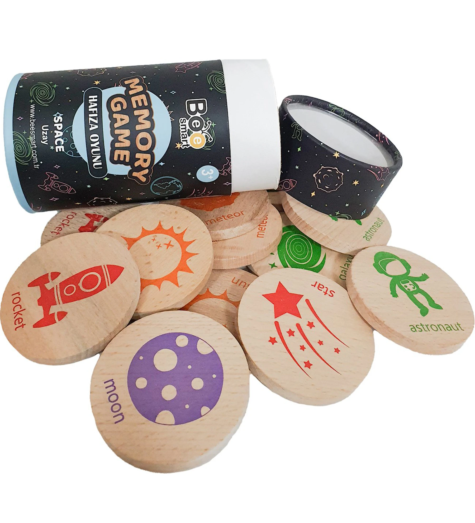 Smart Memory Game Space Matching Wooden Memory Game for Ages 3 and Up Wooden İntelligence Play for Children Over 3 old