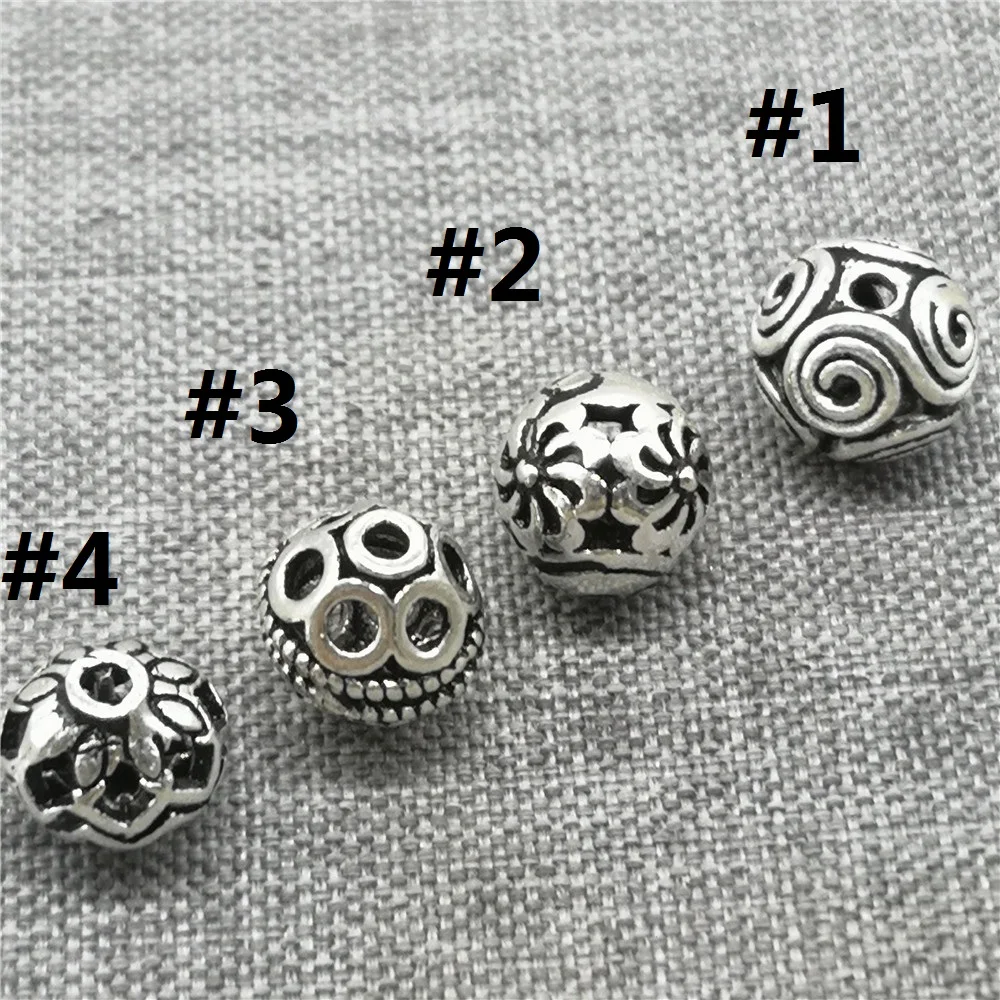 

5pcs of 925 Sterling Silver Round Beads 8mm Flower Spiral Swirl Style for Bracelet Necklace