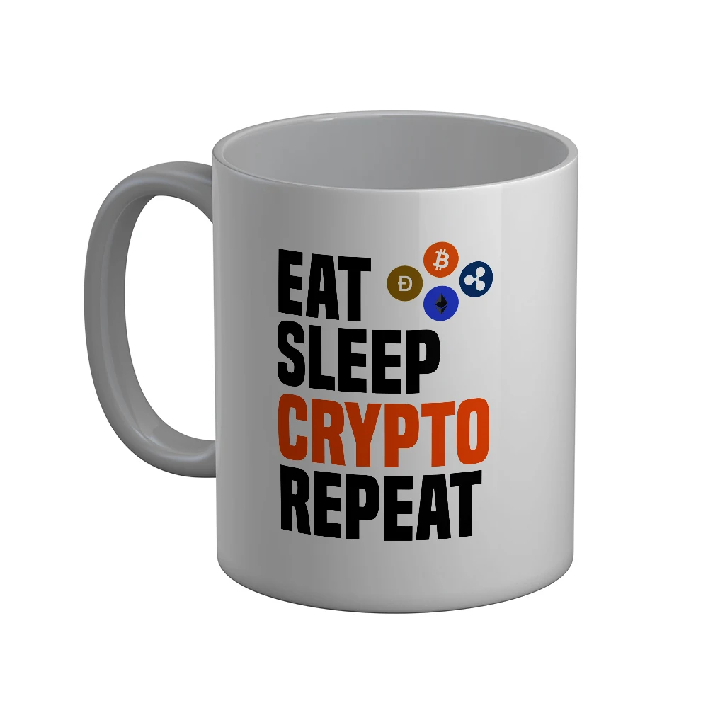 

Eat Sleep Crypto Repeat Mug Coffee Cup Cryptocurrency Btc Coin Unique Cool Funny Quotes Gifts