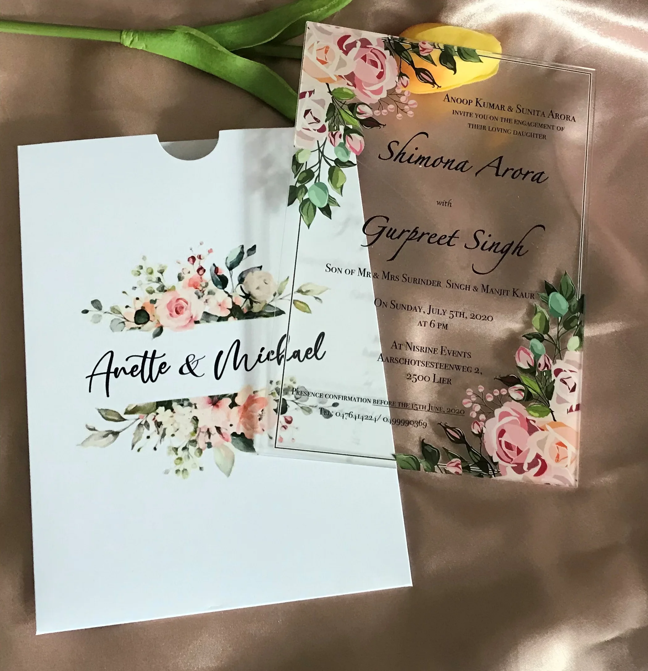 

Custom Acrylic Wedding Invitation,Pocket Envelopes,Transparent PVC Cards Invitations, Save the Date, Personalized,10Pcs