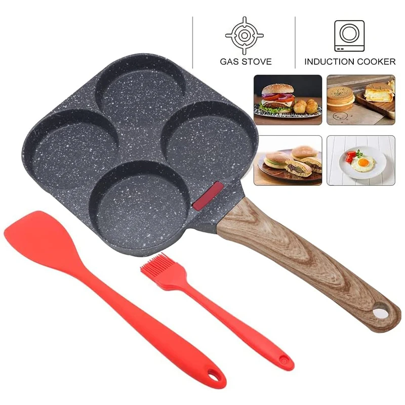 ไข่กระทะทอดไข่ Nonstick 4ถ้วยแพนเค้กอลูมิเนียมอลูมิเนียมหม้อหุงข้าวสำหรับอาหารเช้าเหมาะสำหรับหม้อหุง Induction