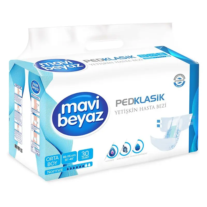 Blue White Pad Absorbent Panty Diaper Medium Size Medium 1x (30 Pieces) Handicapped Defective Parity Soft Diaper Hygienic image 3