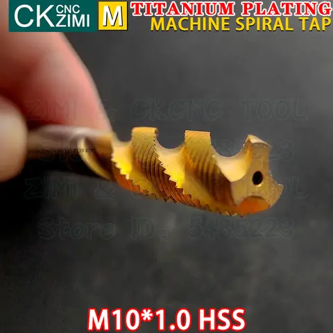 1PCS M10*1.0 M10x1 HSS टाइटेनियम प्लेटेड स्पाइरल टाइटेनियम कोटेड टैप टॉपस्पिन चिप रिमूवल मशीन टैप टैप बिट्स स्टेनलेस स्टील के लिए 10 best sales एम10x1 - №6