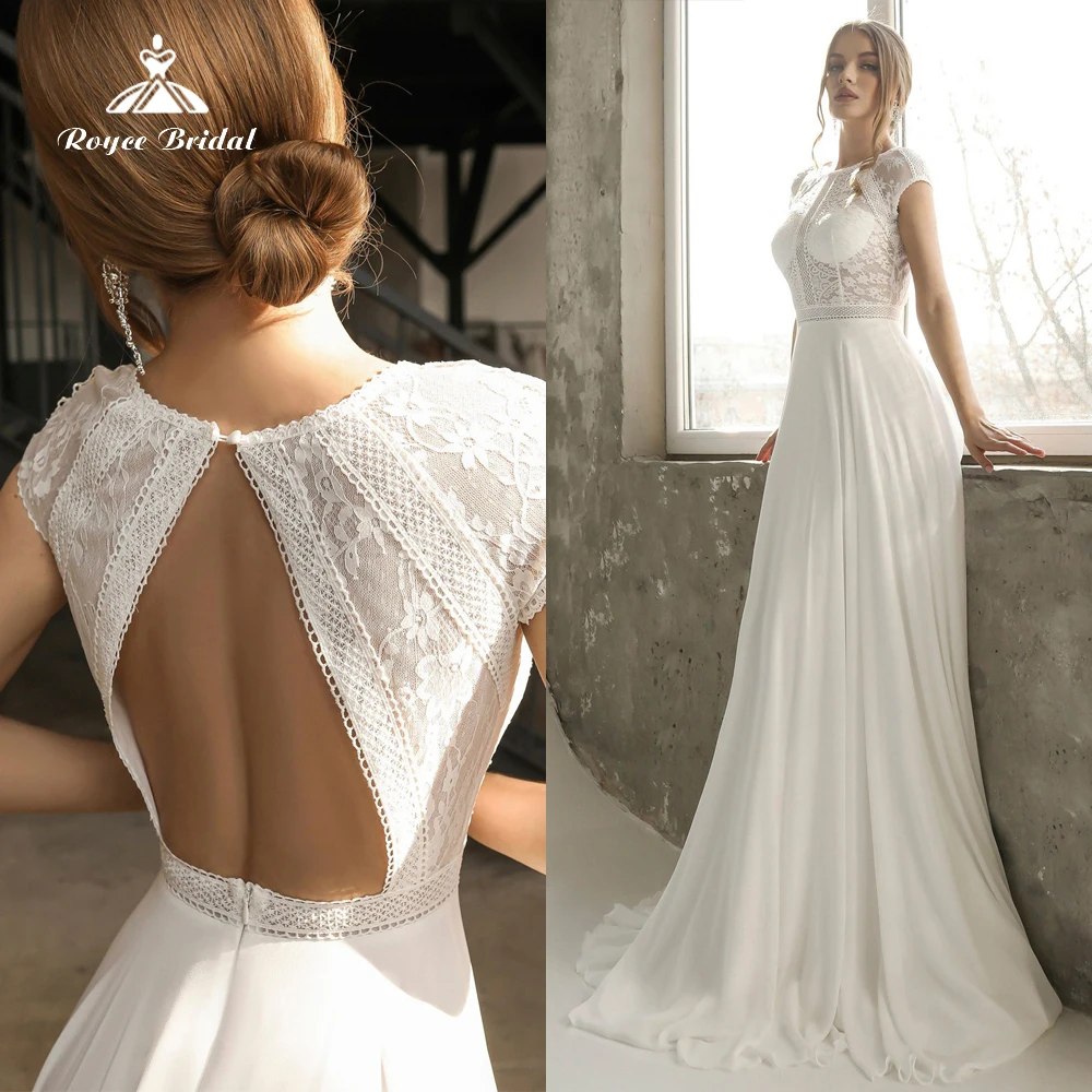 Flowing Maxi Dress With An Amazing Train Made Of High-Quality Chiffon And Lace Luxurious Wedding Dress Vintage Bridal Gowns