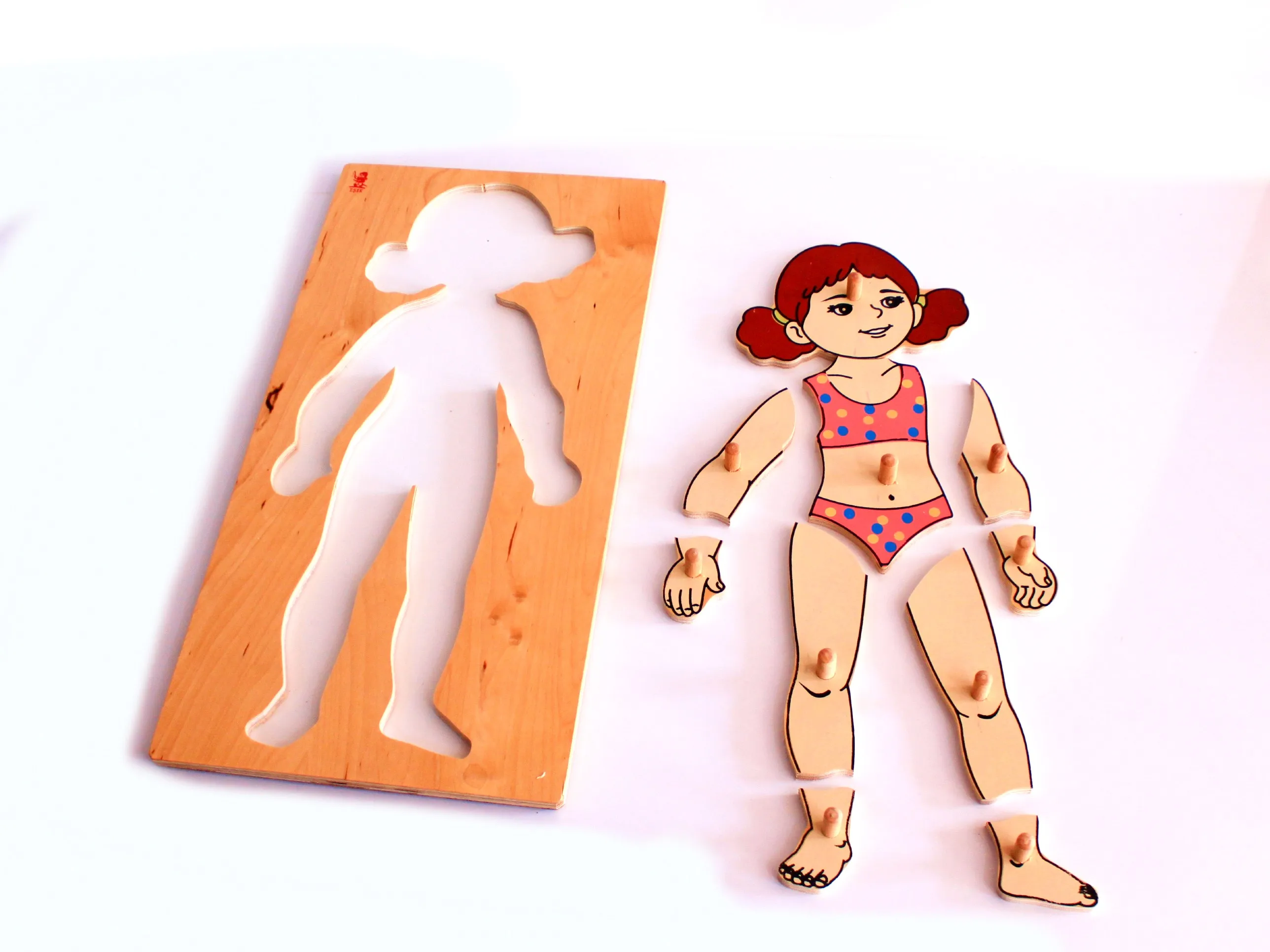 Puzzle di parti del corpo della ragazza per l'educazione dei bambini aiuto per l'apprendimento precoce forma di Montesorri e giocattolo a blocchi per bambini a colori per bambini piccoli