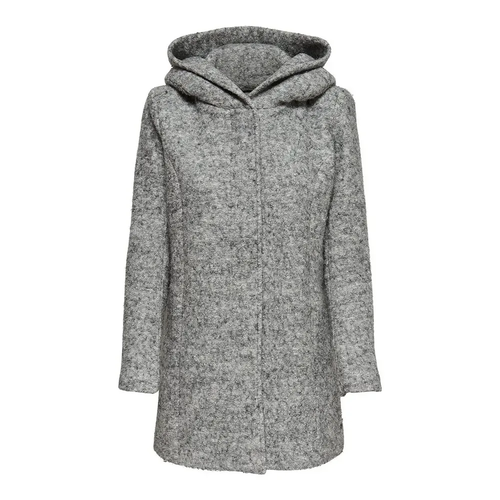 Women's Gray Hooded Coat Coat Quality Useful Life Custom Embroidered A casual coat with a hidden zipper, pockets on the sides,