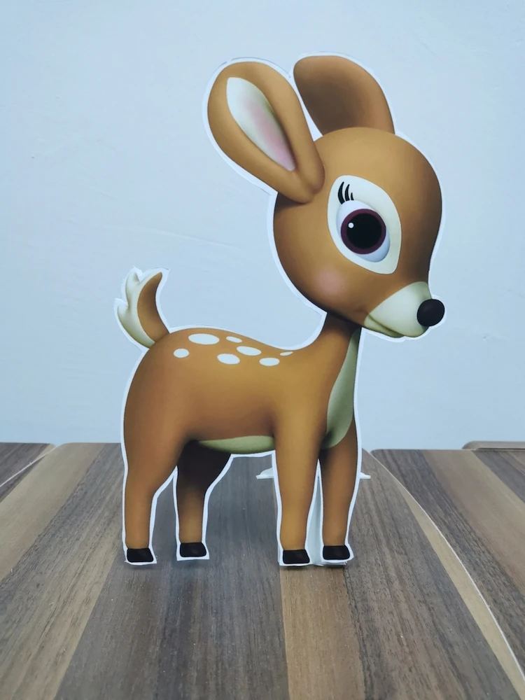 Cute Deer Foam-board Cutout Standee with Cardboard Stand, Kids Birthday Decoration, Woodland Animals Concept Party Supplies