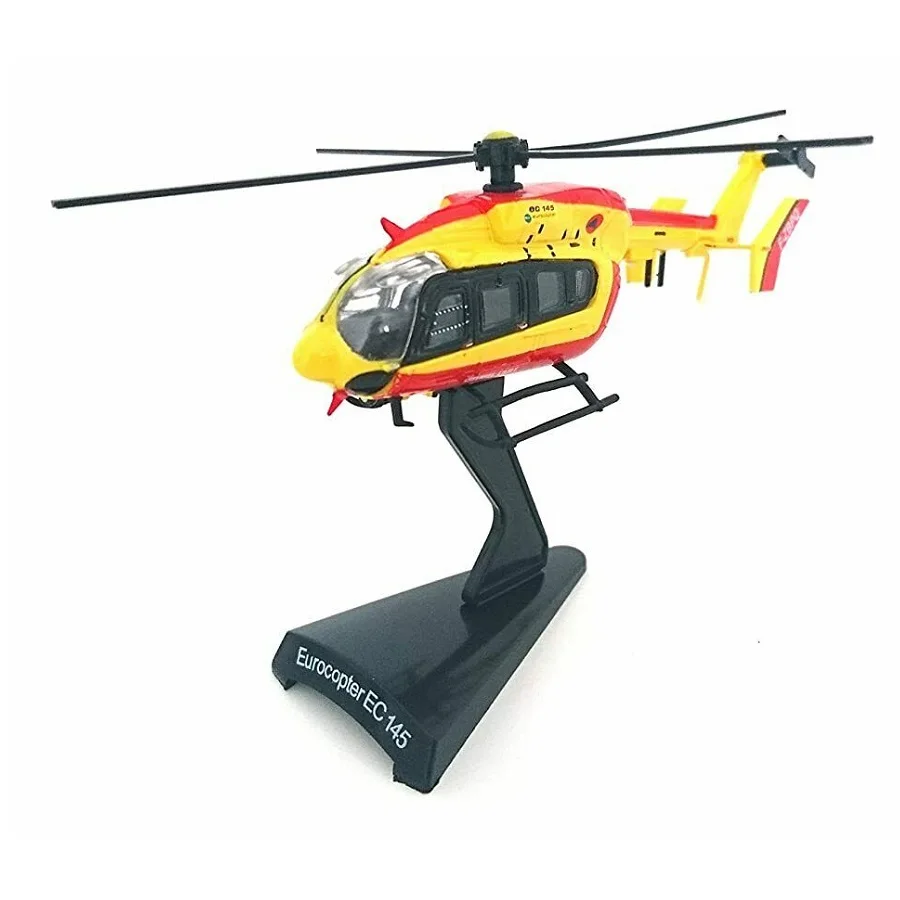 Del Prado, Eurocopter EC-145, Two-engine Helicopter Special Fire Engine Vehicle, Scale 1:90, Diecast, In Flight With Stand