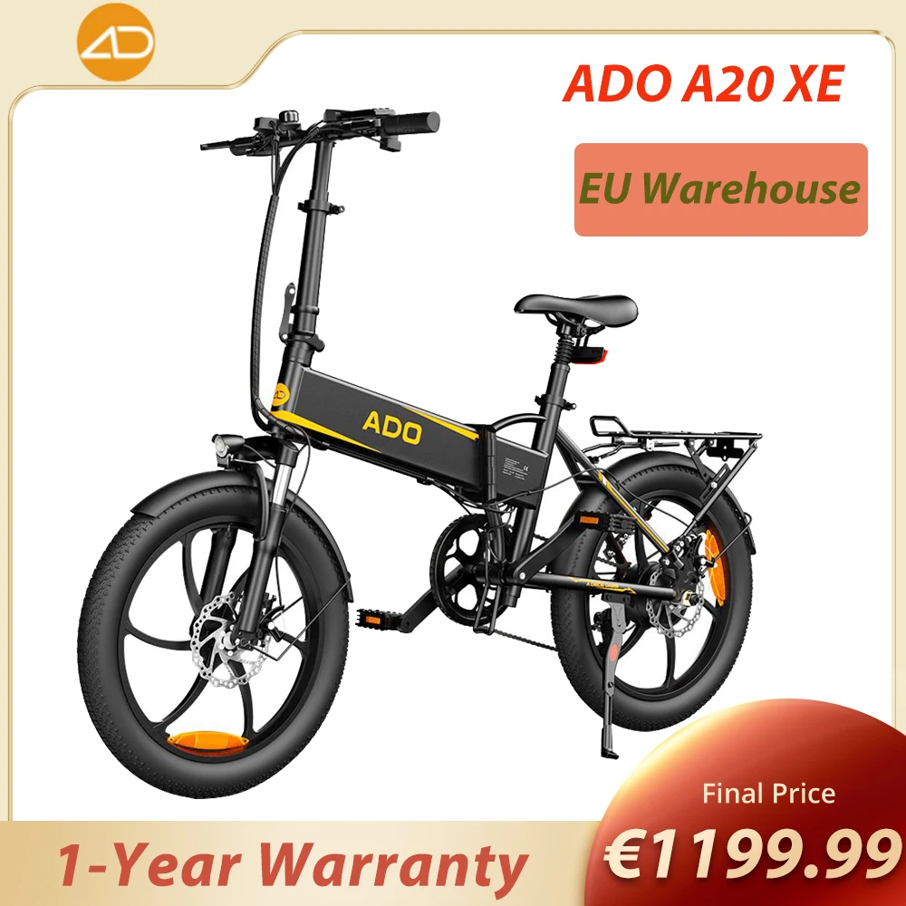 ADO A20 XE Electric Bike 250W Motor Folding Frame 7-Speed Gears Removable 10.4 AH Lithium-Ion Battery E-Bike