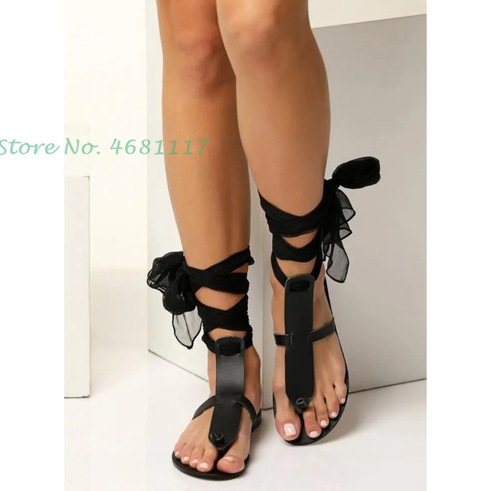 

Cross Strap Black Leather Sandals Ankle Strap Summer New Fashion Women Gladiator Sandals Comfortable Flat Outfit Casual Sandals