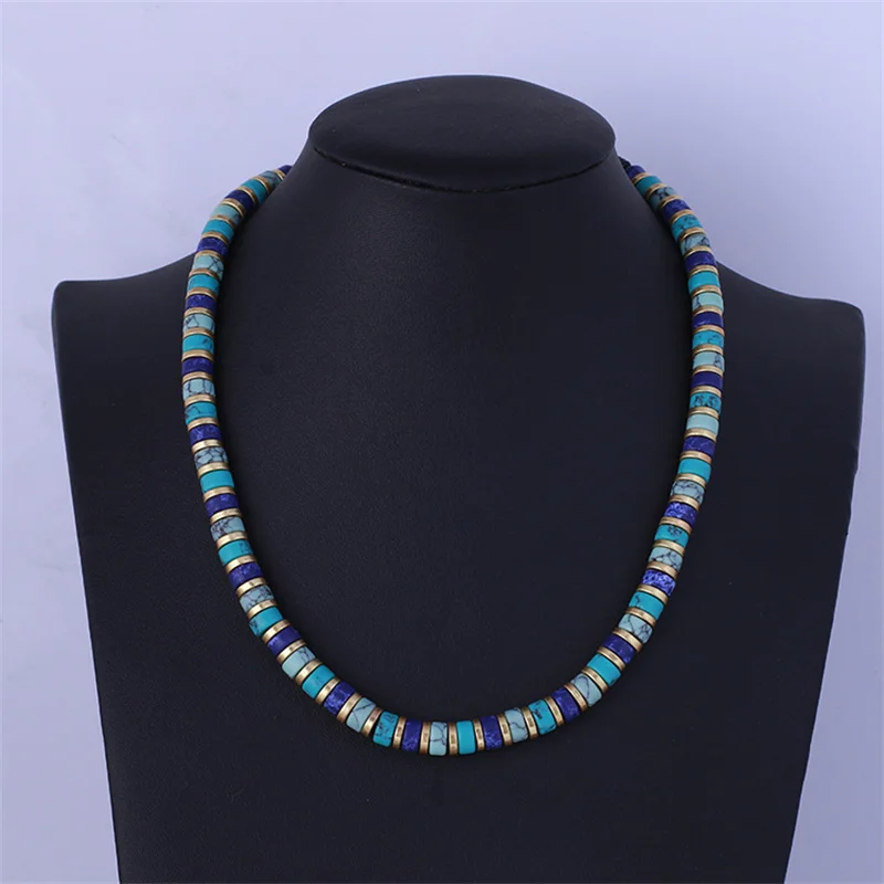 Chain Lengthen 44CM Retro Ethnic Style Colored Stone Long Female Necklace Party Gifts