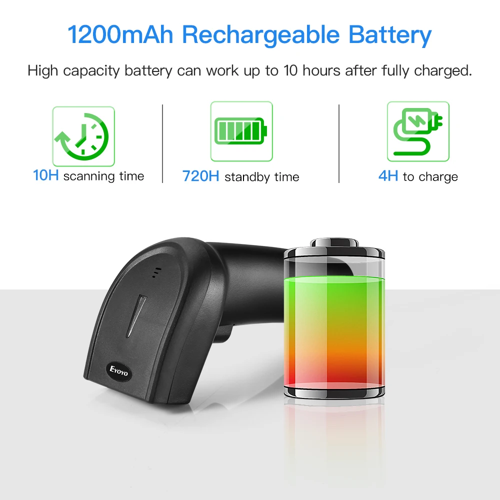Eyoyo 1D 2D QR Bluetooth Handheld Bar code Scanner Bluetooth & 2.4G Dongle Wireless & Wired CCD PDF417 Data  Matrix Bar Code