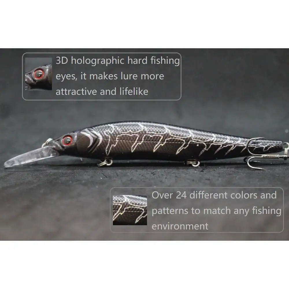 wLure Minnow Fishing Lure 16g 13cm Deep Diving Jerkbait Weight Transfer System 3 Treble Hooks Slow Floating M817