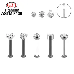 G23 ASTM F136 Wholesale Threadless Push Pin Labret Stud Titanium Nose Piercing Ear Lip Body Jewelry