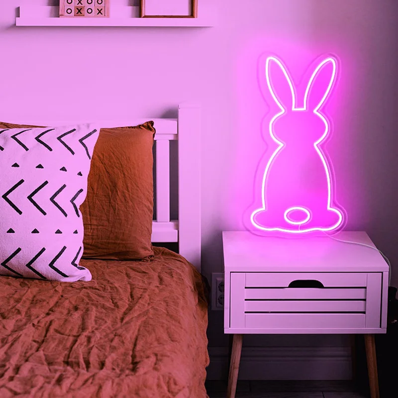 Rabbit Neon Sign Custom Easter Neon Light Easter Decor Easter Gift For Kids Easter Rabbit Home Decor Bedroom Wall Decor