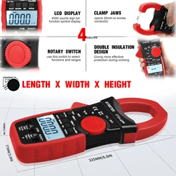 Digital AC/DC Volt Amp Clamp Meter,Auto Ranging 1000A Ammeter Clamp Multimeter with Wireless Bluetooth for Ohm,Cap,Temperature