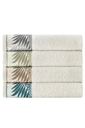 Fiesta % 100 Cotton 4pcs 50x90 cm Face Towel Set Bath Hand Cleaning Bathroom Compressed for Adults english Towel