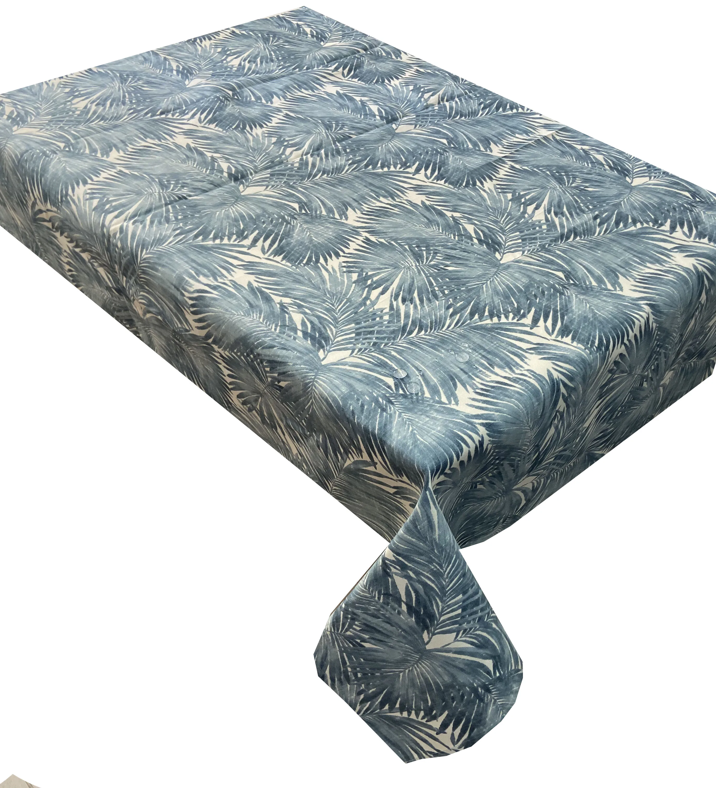 Blue Bamboo Leaf Pattern Table Cloth Square Rectangle Tablecloth Cover Waterproof Very Suitable For Restaurants Kitchens Party