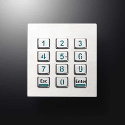 3X4 Matrix Keys LED Backlight Rugged Waterproof Industrial Stainless Steel Metal Keypad