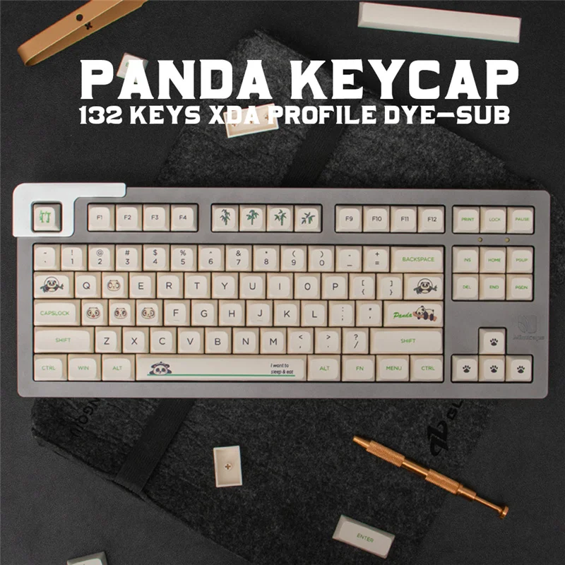 Panda Keycaps PBT 132 Keys XDA Profile DYE-Sub Mechanical Keyboard Keycap For MX Switch With 1.75 2u Shift 6.25U Space Bar