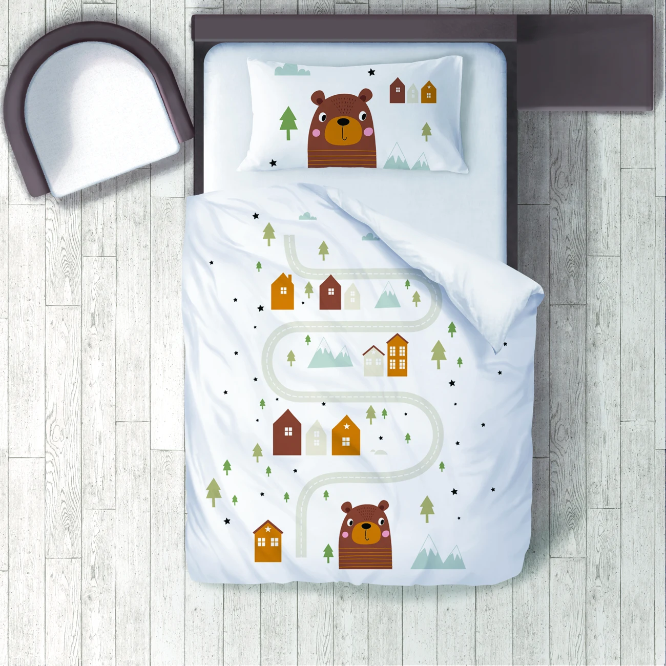 

Duvet Cover Set Bedding Set Pillow Case for Baby and Kids Room 3D Printed Bear and Mountain Model 123