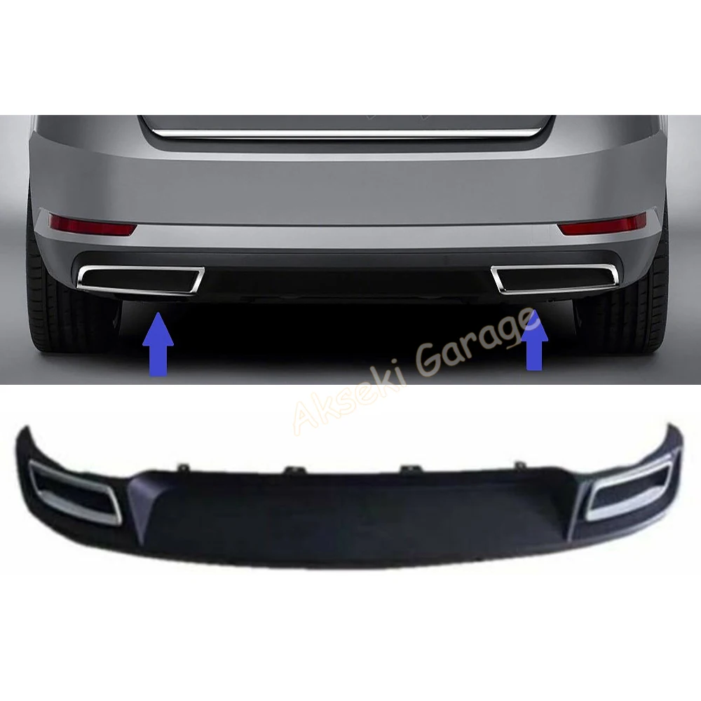 Skoda SuperB S Piona Black Diffuser + Chrome Exhaust Tip 2015 And After Models Plastic -