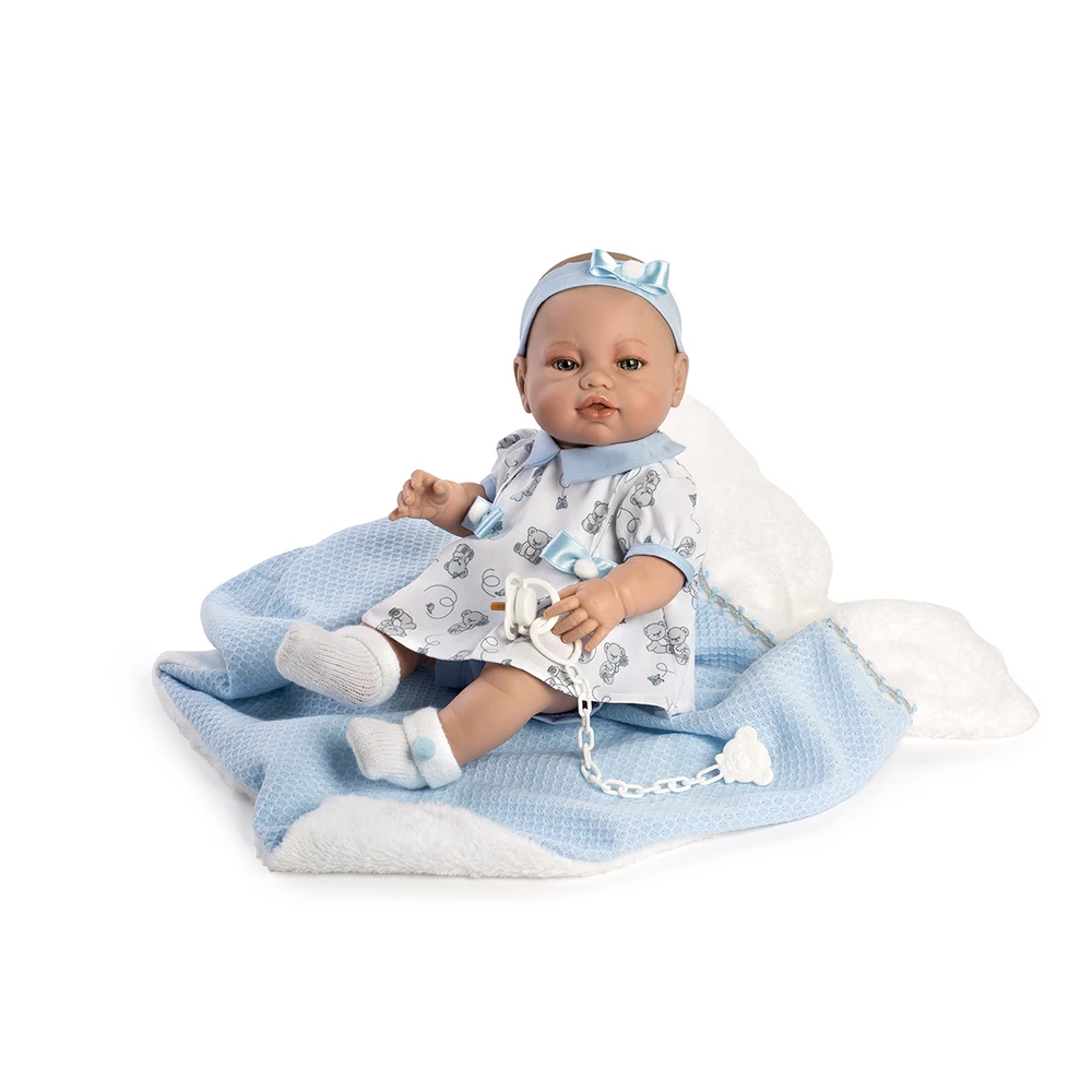 Berbese, newborn baby doll blanket azula 52 cm, gift for girls (51191)