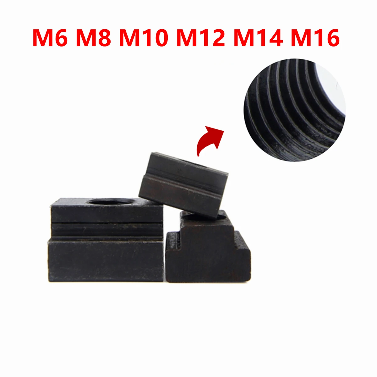 M6 M8 M10 M12 M14 M16 Black Oxide Finish Grade 8.8 Carbon Steel T-Slot Nut Tapped Through Slot T-nuts Furniture