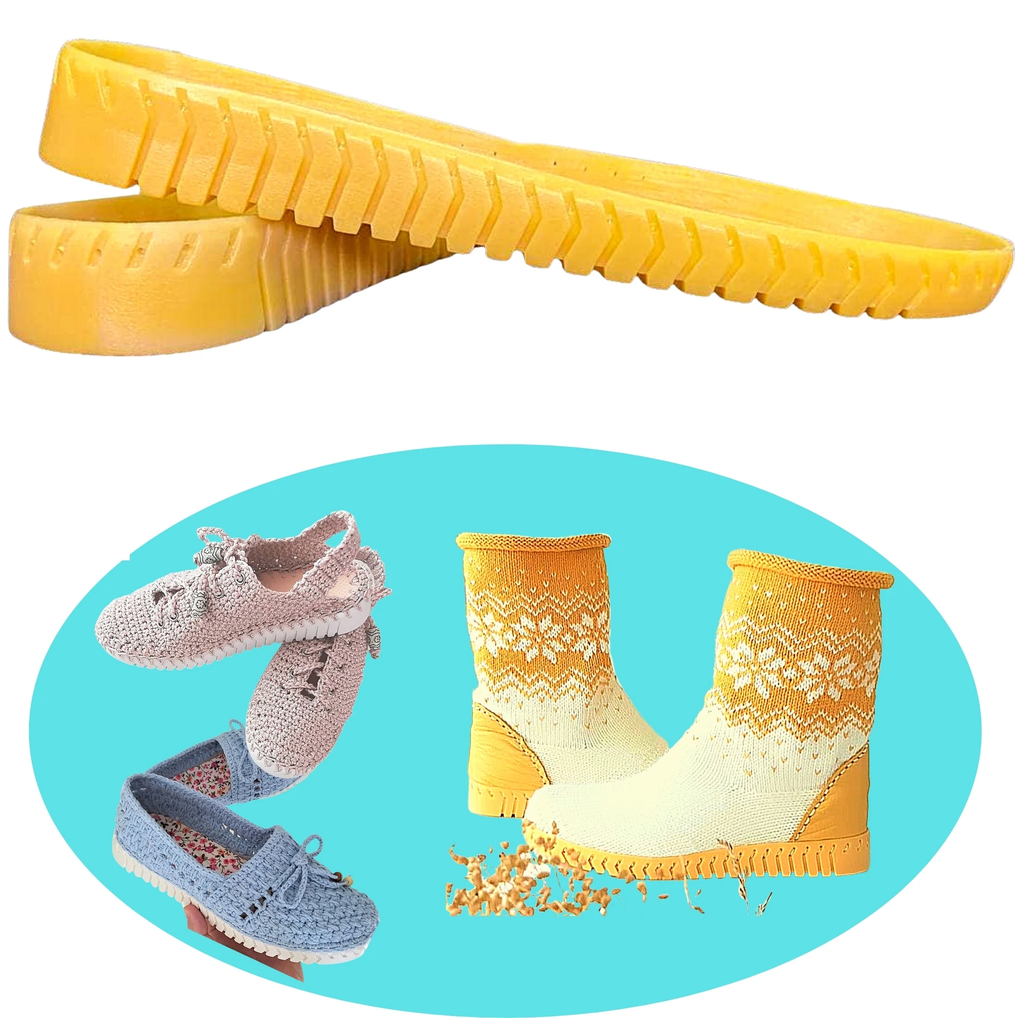 Ipekbazaar Lightweight & Quality Yellow Knitted Shoes Sole For Hobby Hand Knitted Shoes Making TbnY104