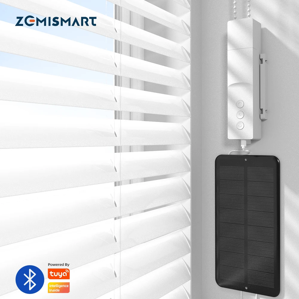 Zemismart Tuya BLE Smart Rechargeable Blinds Driver with Solar Panel Roller Shade Shutter Motor Alexa Google Home Voice Control