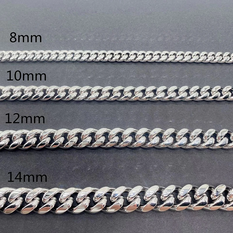 Hiphop 8-10mm Stainless Steel Cuban Chain Necklace Pave Silver Moissanite Buckle Diamond Test Iced Out Link Men Necklaces Gift