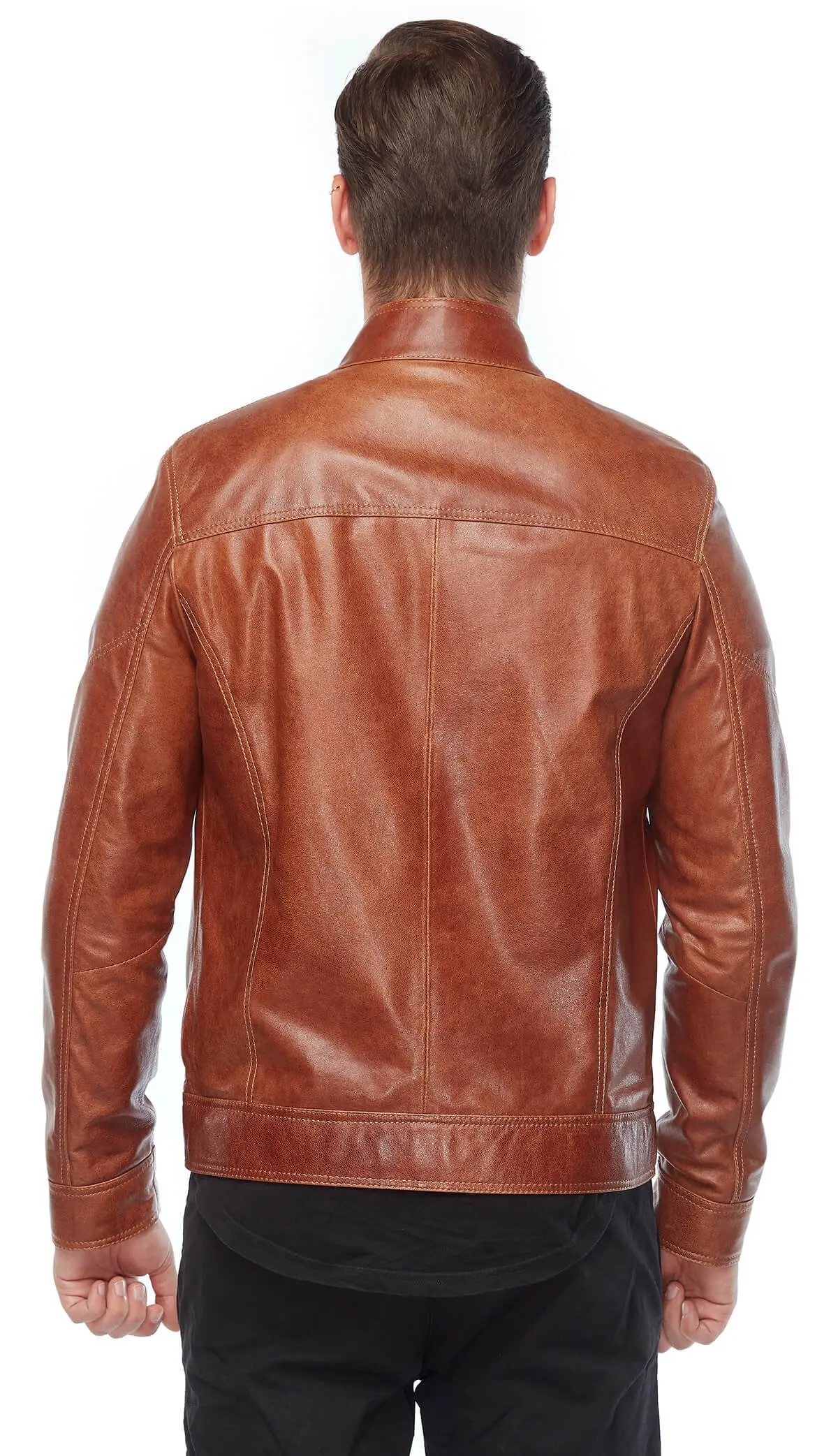 Addo Male Genuine Leather Coats Tan Orjinal Lambskin Autumn Winter 2022 Biker Slim Large Size VintageTürkiye