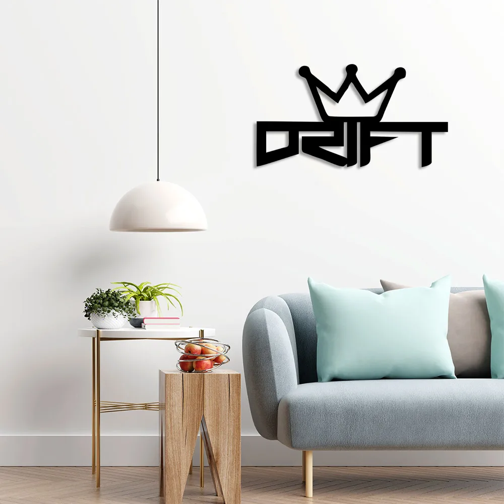 King Crown and Large Drift Script Wall Room Home Accessory Wooden Table 50x26cm