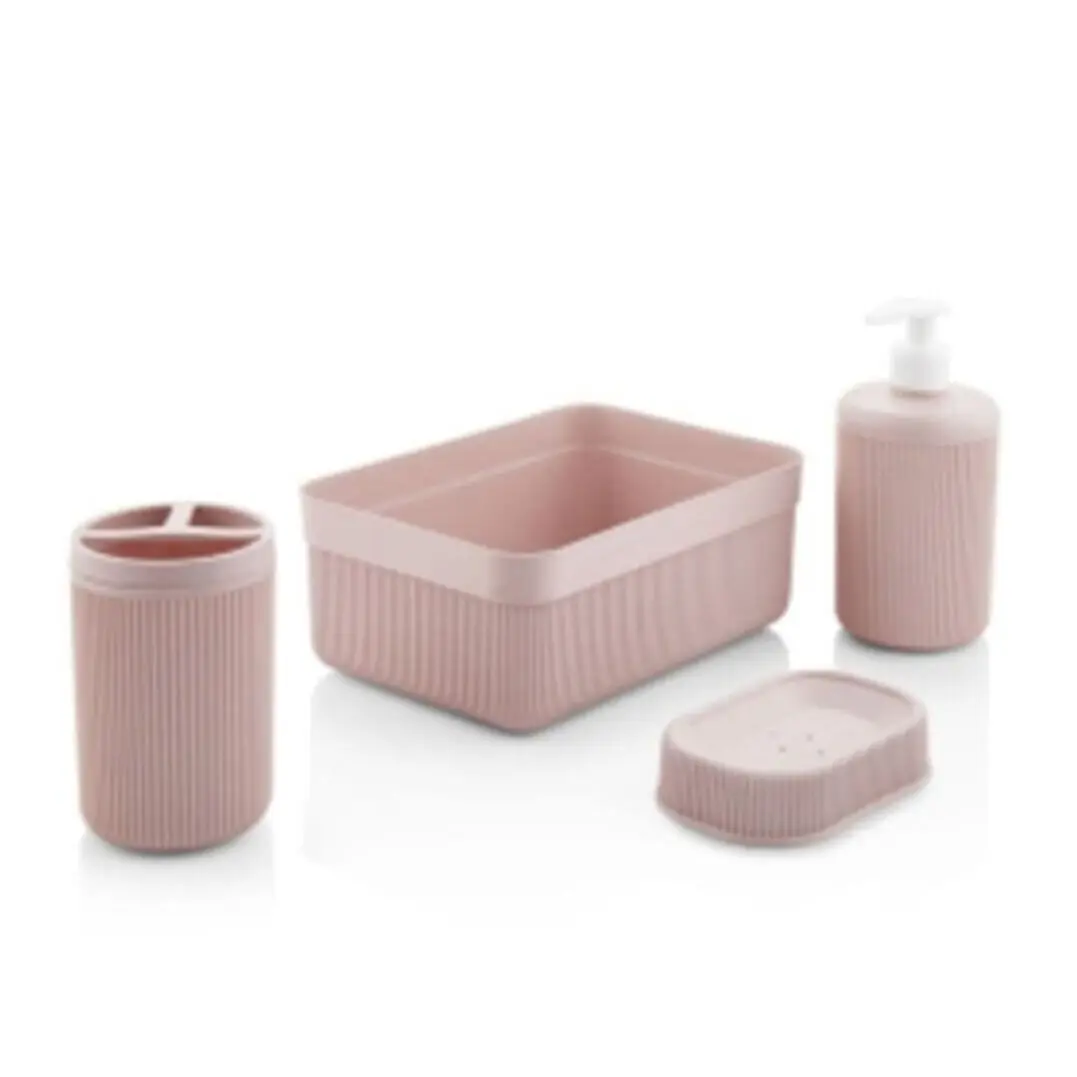 

4 Pcs Pink Bathroom Set For Home Durable Liquid Soap Dispenser Solid Soap Dispenser Toothbrush Holder From Turkey Fast Shipping