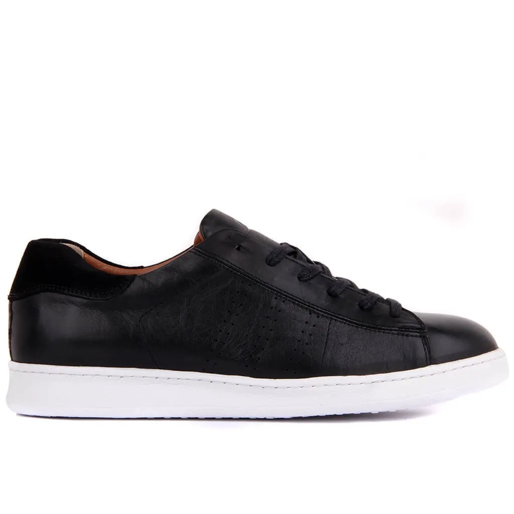 Segel-Lakers Schwarz Leder Männer Sneaker