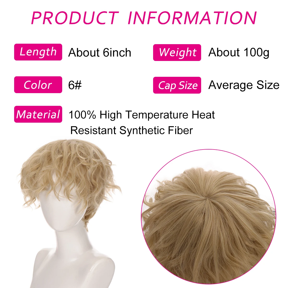 MSTN Synthetic Good Quality Short Curly Wigs for Men Boys Black Blonde Hair Halloween Party Wig Heat Resistant Daily Cosplay Wig