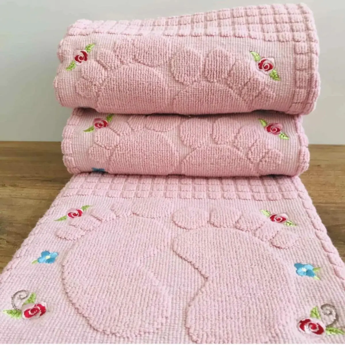 %100 Cotton Foot Towel 3 Pcs 50x70cm Pure Turkish Quality Pink Soft Luxury Super Absorbent Bathroom Textile