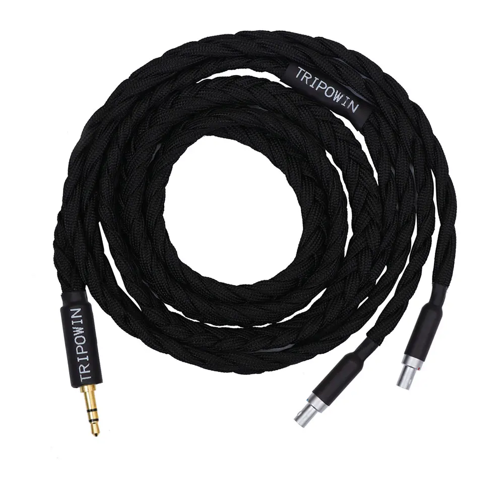 Vorbestellung Tripowin GranVia 26AWG 36 Stränge x 4-adriges handgefertigtes Kopfhörer-Ersatzkabel für HD650 HD580 HD800 ANANDA Schwarz – Detail 8