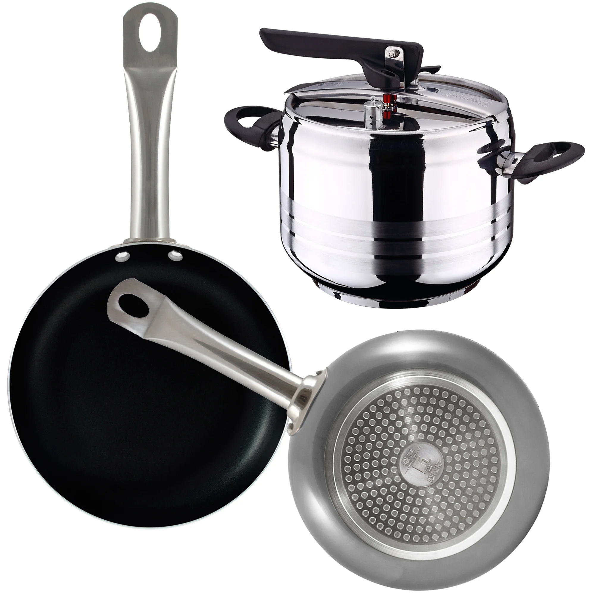 Game 2 pans (20,24cm) in aluminum pressing Prochef with pressure cooker 5 litre stainless steel