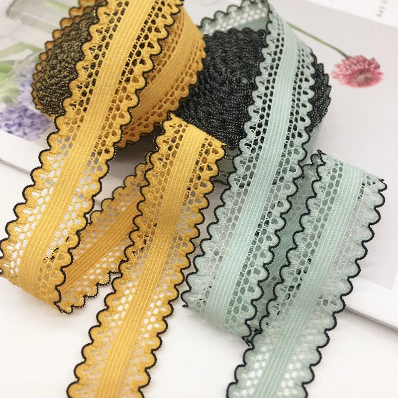 10 Yards 25MM Micro Elastic Hollow Lace Ribbon DIY Handmade Material Headwear Hair Bow household Clothing Shoes Hats Accessories