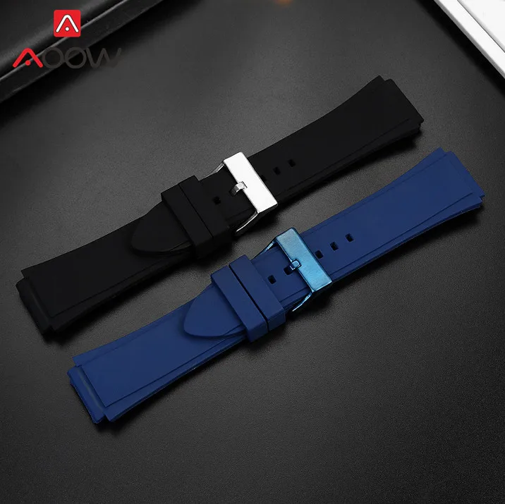 Silicone Strap Blue Stainless Steel Buckle Waterproof Men Replacement Bracelet Watch Band for Guess W0247G3 W0040G3 W0040G7