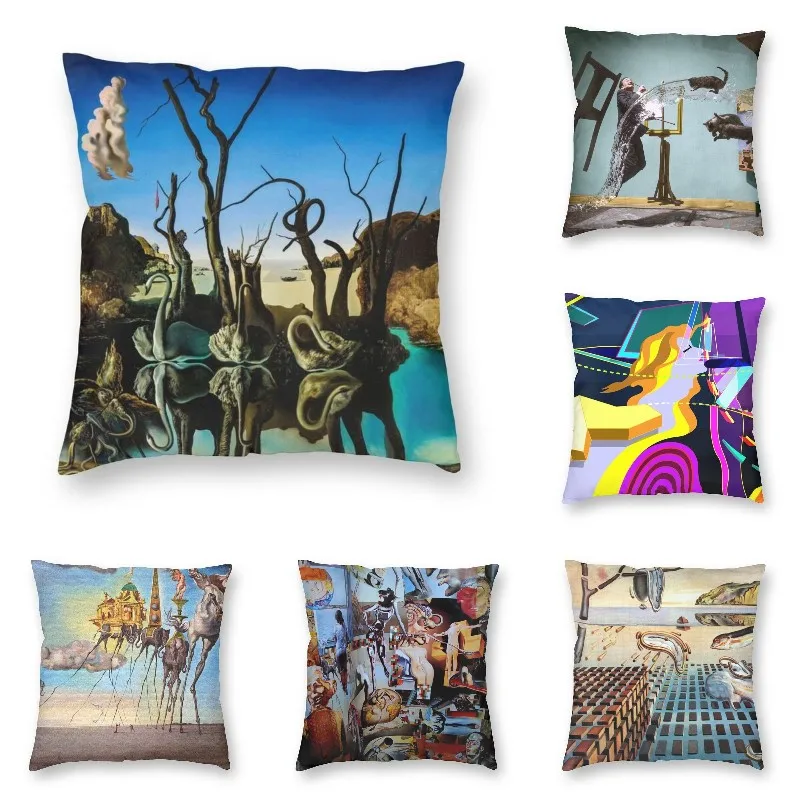 Salvador Dali Swans Reflecting Elephants Throw Pillow Covers Bedroom Decoration Abstract Spain Surrealism Artist Cushion Cover