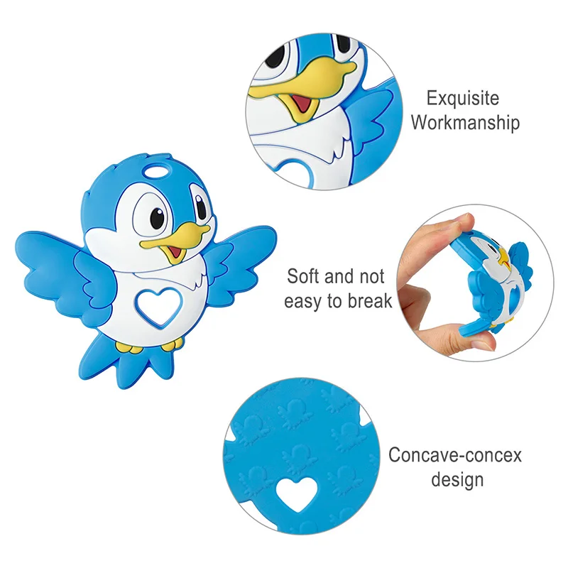 1Pc New Baby Silicone Teether BPA-Free Cartoon Bird Bee Baby Necklace Pendant Silicone Teether Baby Teeth Care Chewing Toy