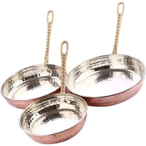 English Coppery 3'lü Copper Sahan Set copper non-stick frying pan steak egg frying pan kitchen cooking tools